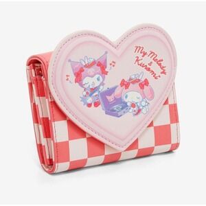 Sanrio My Melody & Kuromi Diner Music  Bow‎ Heart Check Wallet - NWT